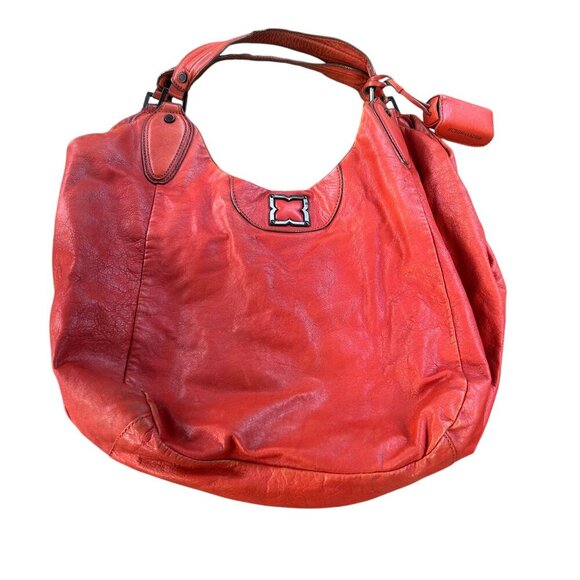 BCBGMaxAzria Orange Leather Large Hobo Shoulder Bag - Picture 1 of 12